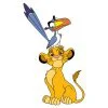 Цветной пример раскраски король лев маленький симба и птица зазу из мультфильма