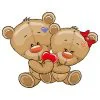 Цветной пример раскраски медведи тедди с сердечком день святого валентина