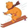 Цветной пример раскраски медведь на лыжах