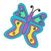 Цветной пример раскраски бабочка простая
