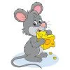 Цветной пример раскраски милый мышонок