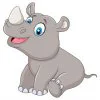 Цветной пример раскраски милый малыш носорог