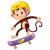 Цветной пример раскраски обезьяна на скейтборде
