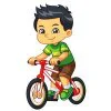Цветной пример раскраски мальчик на велосипеде