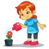 Цветной пример раскраски девочка поливает цветы