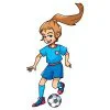Цветной пример раскраски женский футбол - летний вид спорта
