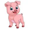 Цветной пример раскраски милая свинка