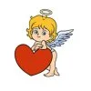 Цветной пример раскраски ангелок с сердчеком