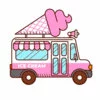 Цветной пример раскраски автобус с мороженым