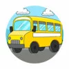 Цветной пример раскраски автобус школьный