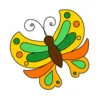 Цветной пример раскраски бабочка для детского сада