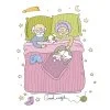 Цветной пример раскраски бабушка и дедушка спят семья