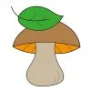 Цветной пример раскраски белый гриб с листочком