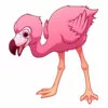 Цветной пример раскраски детеныш птенец фламинго