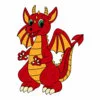 Цветной пример раскраски дракон с рожками