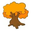 Цветной пример раскраски дуб дерево