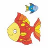 Цветной пример раскраски две морских рыбки плывут