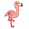 Цветной пример раскраски фламинго стоит на левой лапке