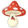 Цветной пример раскраски гриб улыбается