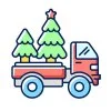 Цветной пример раскраски грузовик везет новогоднюю елку