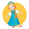 Цветной пример раскраски женский русский национальный костюм