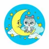 Цветной пример раскраски котик на луне