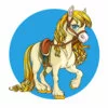 Цветной пример раскраски красивая лошадь для принцессы