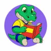 Цветной пример раскраски крокодил читает