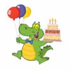 Цветной пример раскраски крокодил с тортом
