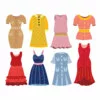 Цветной пример раскраски летняя одежда платья