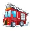Цветной пример раскраски маленькая пожарная машинка