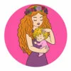 Цветной пример раскраски милая мама с малышом