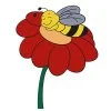 Цветной пример раскраски милая пчелка спит на ромашке