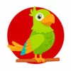 Цветной пример раскраски миленький попугай