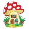 Цветной пример раскраски милый дом гриб