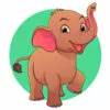Цветной пример раскраски молодой слоненок