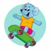 Цветной пример раскраски мышь скейтбордист