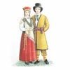 Цветной пример раскраски национальный костюм латыши