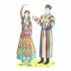 Цветной пример раскраски национальный костюм узбеки