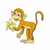Цветной пример раскраски обезьянка и бананчик