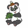 Цветной пример раскраски панда именинник