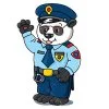 Цветной пример раскраски панда полицейский