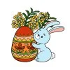 Цветной пример раскраски пасхальный кролик с мимозой
