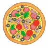 Цветной пример раскраски пиццы с грибами и томатами