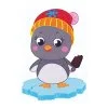 Цветной пример раскраски пингвин малыш на льдине