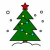 Цветной пример раскраски рождественская елка с гирляндой