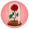 Цветной пример раскраски роза под стеклянным куполом