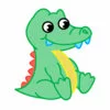 Цветной пример раскраски с цветным контуром крокодил милый