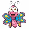 Цветной пример раскраски счастливая бабочка