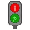 Цветной пример раскраски светофор для пешеходов на пешеходном переходе
